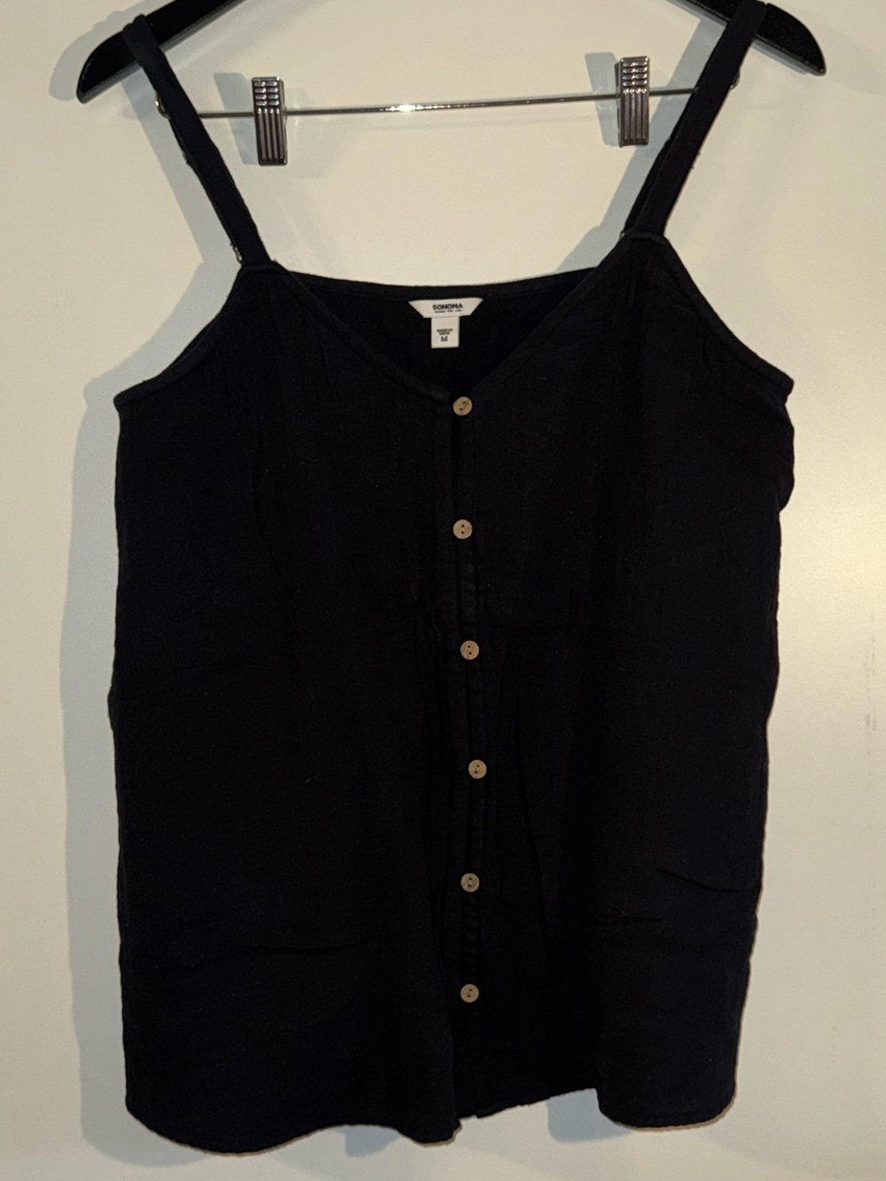 Sonoma Linen Black Button-Front Camisole
